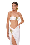 2025 New Sexy Tube Top Bikini set and Skirt Swimwear Women Metal Decoration Bodysuit Lace-up Bathing Suit Beachwear Biquini
