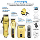 Hair Clippers for Men Professional Cordless Barber Clipper T-Blade Beard/Hair Trimmer Set Electric Razor Foil Shaver Nose Tr