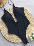 Sexy Deep V Neck Tie Dye Cut Out One Piece Swimsuit Women Swimwear Female Monokini High Leg Cut Bather Bathing Suit Swim V5843