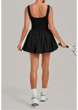 Nake Fake Two-piece Tennis Dresses Women's Anti Glare Pleated Fluffy Skirt Bulit-in Pocket Shorts Outwear Gym Fitness Golf Dress