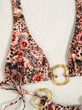 2026 Triangle Halter Thong Bikinis Women Printed Swimwear Female Sexy Ring Linked Swimsuit Bathers Bathing Swimming Swim Suit