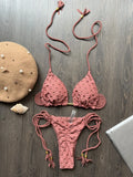 New Red Special Fabric Bikini Set Sexy Women's Hollow Fabric Split Swimsuit Summer Beach Bikini