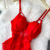MOYISU Women's Sexy Summer Bodysuit Halter See Through Mesh Lingerie Push Up Pads Euro Style Boho Chic Shapewear Hot Item AU Hot