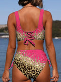 2026 Drawstring V Neck High Waist Bikini Women Printed Swimwear Female Swimsuit Bathers Bathing Swimming Suit Beachwear Summer