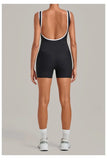 Women's Seamless Yoga Jumpsuits Sports Fitness Gym Sleeveless Backless Hip-lifting Shorts One-piece Training Workout Jumpsuit