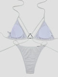 Sexy Wrinkled Halter High Cut Bikini Female Swimsuit Women Swimwear Two-pieces Bikini set Hollow Out Bather Bathing Suit Swim