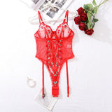 Toucheart Sexy Interesting Lingerie Red Lace Body Sissy Open Crotch Hot Sexy Adult Womens Clothing Fancy Floral Lace Up Tights