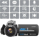 56MP 4K Digital Video Camera 18X Infrared Night Vision Vlogging Camcorder 3.0 inch Touch Screen Youtube Livestream WIFI Webcam