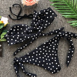Leopard Knotted Polka Dot Bikini 2025 Women Strapless Bandeau Swimsuit Female Swimwear Two Pieces Bikini Set Bathing Suit Swim