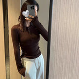 Women's fitness yoga suit, tight fitting long sleeved Henley shirt, running fitness base top