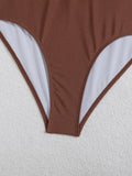 Contrast Color 2026 New Women's One Piece Suit Swimwear Sexy Strappy Backless Swimsuit Rhinestone Push Up High Waist Beachwear