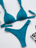 2025 Halter Bra Cup Bikini Sexy Swimsuit Female White Swimwear Women Push up Bikini set Brazilian Bathing Suit Bandeau Swim suit
