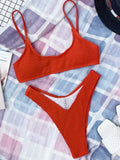 7 Colors Wrinkled Crinkled Triangle Bikini Women Swimwear Female Swimsuit Two-pieces Bikini set Bather Bathing Suit Swim Lady