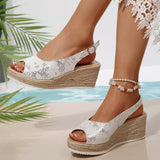Lightweight Peep Toe Wedges Sandals Women 2026 Summer Back Strap Platdorm Sandles Woman Plus Size 43 Comfy Thick Sole Sandalias