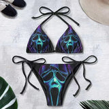 Gothic Bikini 2025 Women Punk Skull Print Bra Triangle Bottoms Swimsuit Split Bathing Suit Underwear Y2K Bikinis Swimwear
