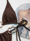 DEKA Fashion Metal Bandeau Bikini Set Buckle Swimsuit Women Push Up Suspender Micro Bikini New Sexy Beachwear Biquini