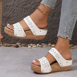 2025 Summer Platform Wedges Sandals Women Vintage Hollow Out Thick Bottom Slippers Woman Comfortable Non Slip Rome Shoes Female