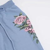 Retro rose letter print low-waist drawstring flared trousers, slim fit and versatile casual trousers
