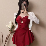 Swimsuit one-piece slimming and conservative skirt for girls, soaking in hot springs for vacation, swimsuit for women, summer
