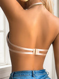 Black women's lingerie hollow out sexy back bra party bra hanging neck bra can be paired with evening dress underwear J2943