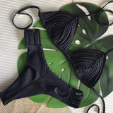 New Bandage Stripes Brazilian Bikini Swimwear Women's Swimsuit Two Piece Set Female Sexy Lace up Mujer Beachwear Summer