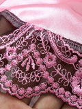 Girls' fashion satin lace patchwork bra set. Sexy lace sheer net lingerie set for ladies. Two-piece set.