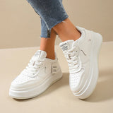 Fashion Thick Platform Sneakers for Women Spring Lace Up Pu Leather Sneakers Woman Anti Slip Thick Sole Vulcanized Shoes Female