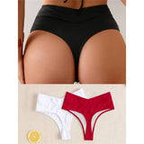 S - XL High Waist High Leg Cut Bikini Bottom Swim Brief Women Swimwear Female Bather Brazilian Tanga Panties Underwear V7095