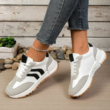 2026 Spring Stripe Thick Sole Sneakers Women Comfortable Anti Slip Platform Sport Sneakers Woman Casual Lace Up Running Shoes
