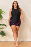 VigoJany 2026 Solid Sleeveless Plus Size Swimwear Women Zipper Push Up Large One Piece Swimsuit Summer Beach Chubby Bathing Suit