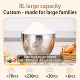 SUNATUR 8L Stand Mixer 2000W,Stainless Steel Bowl,6-Speed Dough Kneader&Egg Beater,Timed Fermentatio