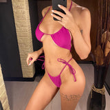 Sexy 11 Color Halter Mini Micro Thong Bikini Female Swimsuit Women Swimwear Two-pieces Bikini set Bather Bathing Suit Swim V4064