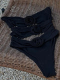 Sexy 3D Flowers Bandeau Monokini Hollow Out Female Swimwear One Piece Swimsuit Women High Cut Bathing Suit Swim Lady Beach wear