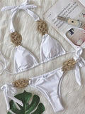 New Patchwork Halter Knitted Bikini Women Swimwear Female Swimsuit Two-pieces Bikini set Brazilian Bather Bathing Suit Swim Lady