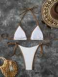 Halter Triangle String Thong Bikinis 2026 Women Sexy Swimsuit Solid Brazilian Swimwear Female Bathers Bathing Swimming Swim Suit