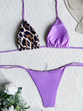Halter Splicing Leopard Bikinis 2026 Satin Bikini Female Swimsuit Women Swimwear Two-pieces Bikini Set Micro Bathing Suit Swim