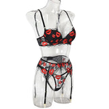 Toucheart Sexy Bra Lingerie 2-piece Set Mesh Transparent Bodysuit Heart Embroidery Lace Hollow Underwear Sexy Bras Body Femme