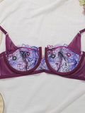High-quality purple embroidered lingerie sexy semi-transparent bra sexy brassiere women's underwear YS2933