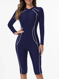 2026 Zipper Slim One Piece Swimsuit Women Long Sleeve & Knee Swimwear Female Bather Bathing Swimming Swim Surf Suit Beachwear