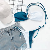 Bikini 2026 Sexy Patchwork Metal Ring Double-rope Halter Swimwear Swimsuit Women Bikinis Set Bathing Suit Beach Bikini Female