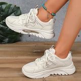 Fashion Lace Up Platform Sneaker Women Comfy Mesh Breathable Running Walking Shoes Woman Non Slip Thick Bottom Vulcanized Shoes