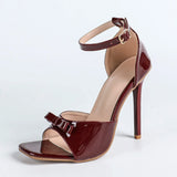 Elegant Pointed-toe Sandals in Wine Red with A Bow Design, High Heels, Versatile and Slip-on Style.