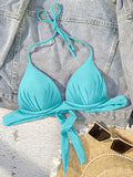 XS - XL Sexy 2025 Push Up Bra Cup Halter Bikini Top Female Swimsuit Women Swimwear Bather Bathing Suit Swim Solid Beach wear Top