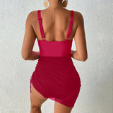 2026 Sexy Swimsuit One Piece V-neck Drawstring Swimwear Women Bathers Bathing Swimming Swim Suit Female Beachwear XXL