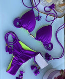 Sexy Solid color Women's Swimsuit Two-piece Triangle Swimwear Braiding rope Bikinis Set Beach Bathing Suit Brazilian Biquinis