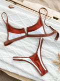 Splicing V Shaped Micro Thong Bikini Women Swimsuit Female Swimwear Two Pieces Bikini Set Push Up Bathing Suit Swim Beachwear