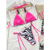 Sexy Leopard Printed Halter Brazilian Bikini Women Swimwear Female Swimsuit Two-Piece Bikini Set Bather Bathing Suit Swim V3681