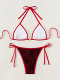 Embroidery Mesh Lace Halter High Cut Bikini Female Swimsuit Women Swimwear Two-pieces Bikini Set Bather Bathing Suit Swim Beach