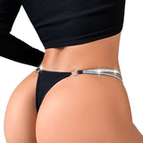 1pcs Fashion Elegant Sexy Women G-string Low Rise Black Silver Satin Sexy Lingerie Breathable Women's Underwear Lady Thongs