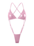 Sexy Extreme String Monokini Micro Bikini Swimsuit Women Shiny Y2K Swimwears Beach Trikini Backless Bathing Suit Vacation Outfit